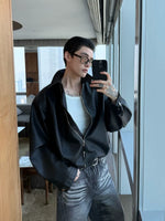 Lapel PU Leather Bomber Jacket 3