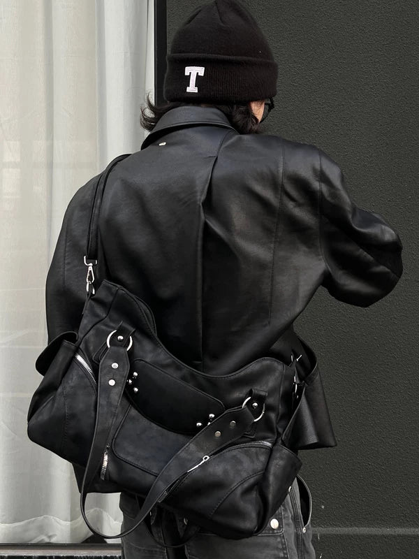 ,6196275602218, Large Capacity Leather Underarm Tote Bag