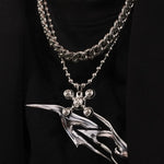 Layered Cuban Chain Necklace with Pendant 2