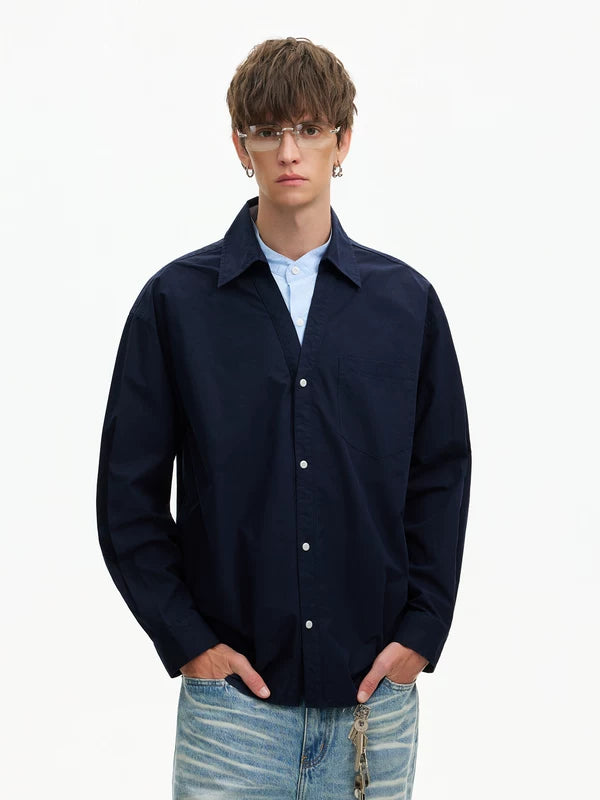 Layered Long Sleeve Button Front Shirt 4