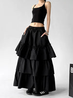 Layered Ruffled Maxi Skirt with Elastic Waist 2