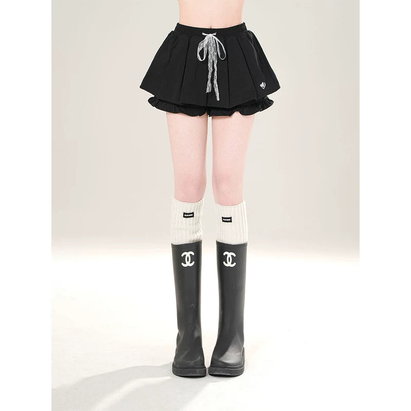 Layered Ruffled Mini Skirt with Drawstring 4