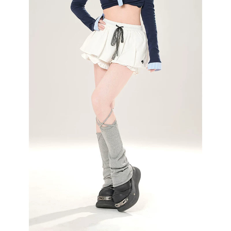 Layered Ruffled Mini Skirt with Drawstring 5