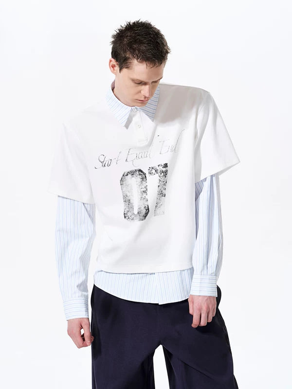 Layered Striped Long-Sleeve Graphic T-Shirt 2