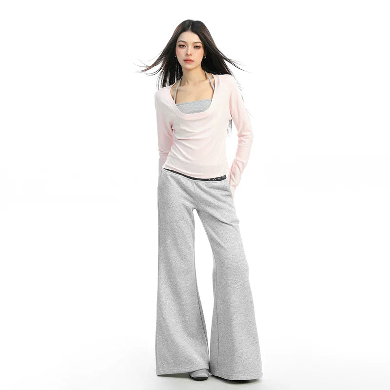 Layered U-Neck Halter Long Sleeve Top 2