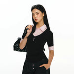 1627207:1131268716,6000306949538,1627207:1131268716,6000306949537,1627207:1131268716,6000306949536,1627207:1131268716,6000306949535,6000306949538,6000306949537,6000306949536,6000306949535, Layered V-Neck Pullover Shirt Top