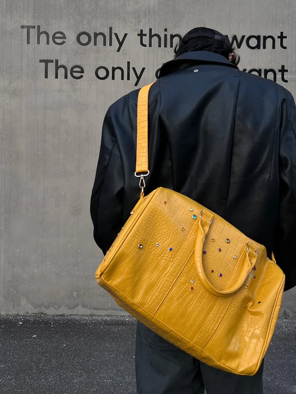 Leather Croc-Embossed Large Shoulder Crossbody Bag 4