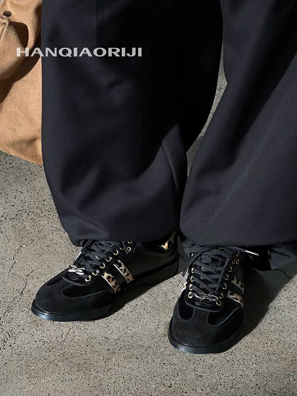 Leather Leopard Print German Trainer Shoes 2