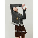 Leopard Embroidered Button Front Knit Sweatshirt 5