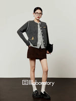 1627207:463128486,6010336208828,6010336208828, Leopard Embroidered Button Front Knit Sweatshirt