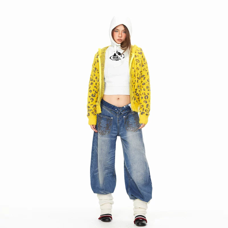 Leopard Print Hooded Knit Cardigan Sweater 5