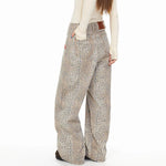 Leopard Print Loose Wide Leg Jeans Pants 2