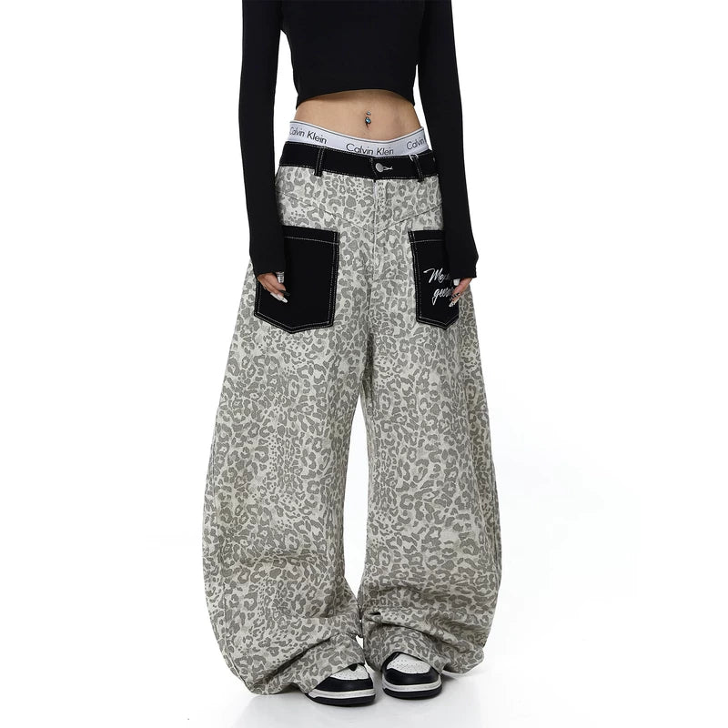 Leopard Print Wide Leg Cargo Pants 3