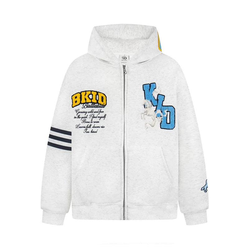 1627207:28334,6178518990057,1627207:28334,6178518990058,1627207:28334,6178518990056,6178518990057,6178518990058,6178518990056, Letter Embroidered Zip Up Hoodie Jacket