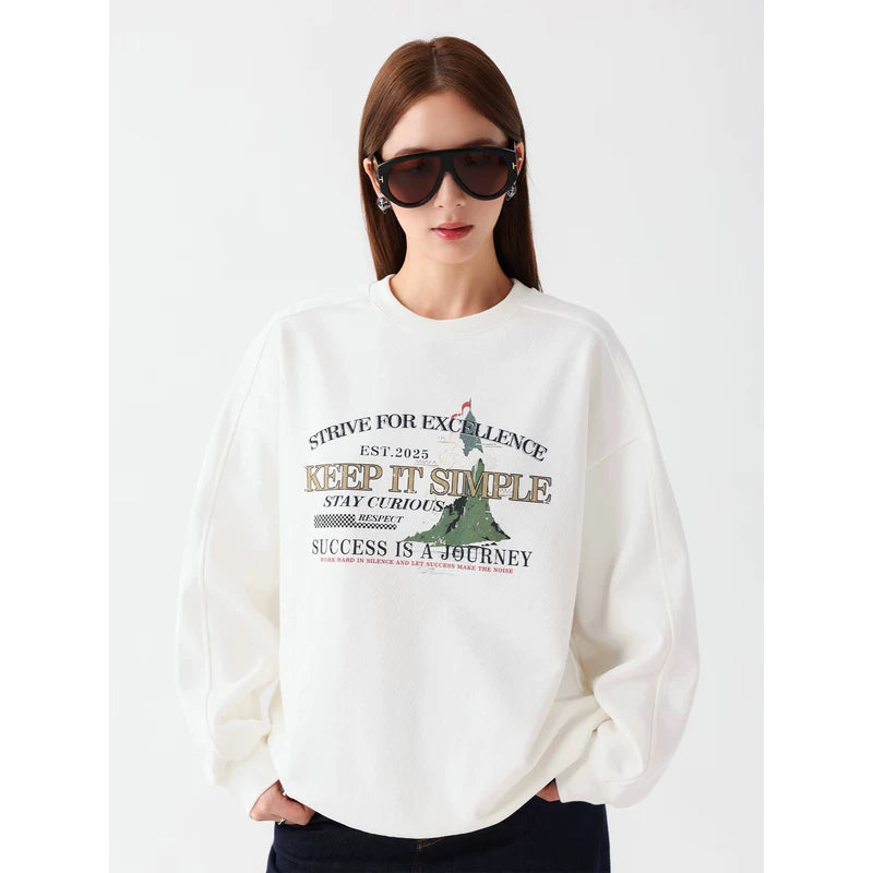 Letter Print Crew Neck Sweatshirt Pullover 2