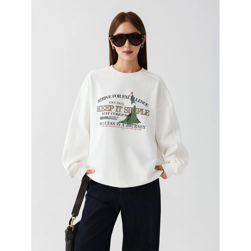 1627207:382724447,6176933027630,1627207:382724447,6176933027629,1627207:382724447,6176933027628,6176933027630,6176933027629,6176933027628, Letter Print Crew Neck Sweatshirt Pullover