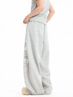 Letter Print Faux Two-Piece Wide-Leg Pants 3