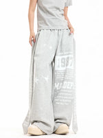 Letter Print Faux Two-Piece Wide-Leg Pants 4