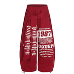 1627207:28326,6018481933710,1627207:28326,6018481933711,1627207:28326,6018481933712,1627207:28326,6018481933713,6018481933710,6018481933711,6018481933712,6018481933713, Letter Print Faux Two-Piece Wide-Leg Pants