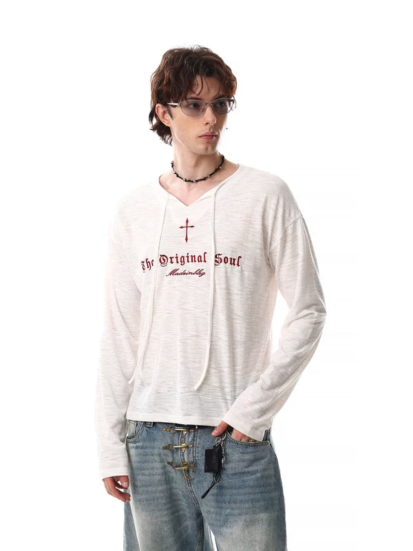 Letter Print Loose Fit Hooded T-Shirt 2