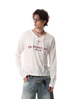 Letter Print Loose Fit Hooded T-Shirt 3