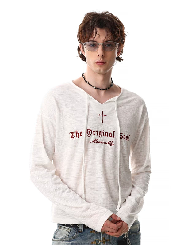 Letter Print Loose Fit Hooded T-Shirt 4