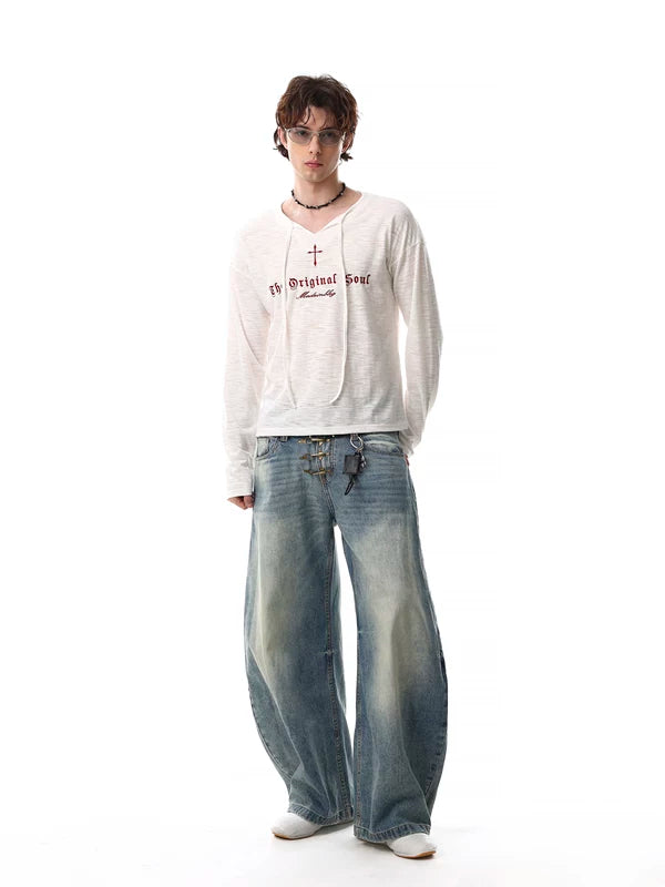 Letter Print Loose Fit Hooded T-Shirt 5