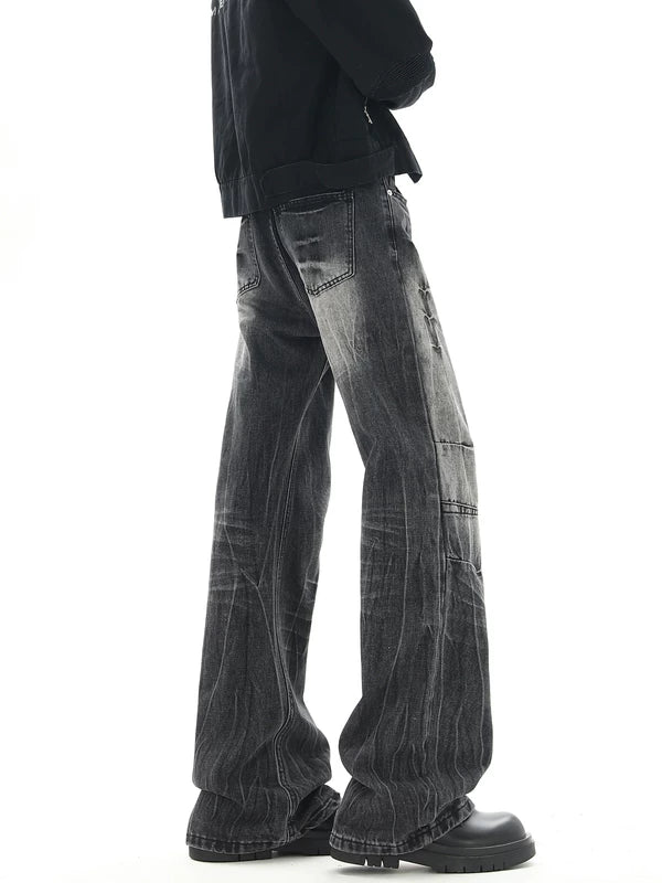 Lightning Stripe Washed Flared Jeans Pants 3