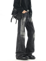 Lightning Stripe Washed Flared Jeans Pants 4