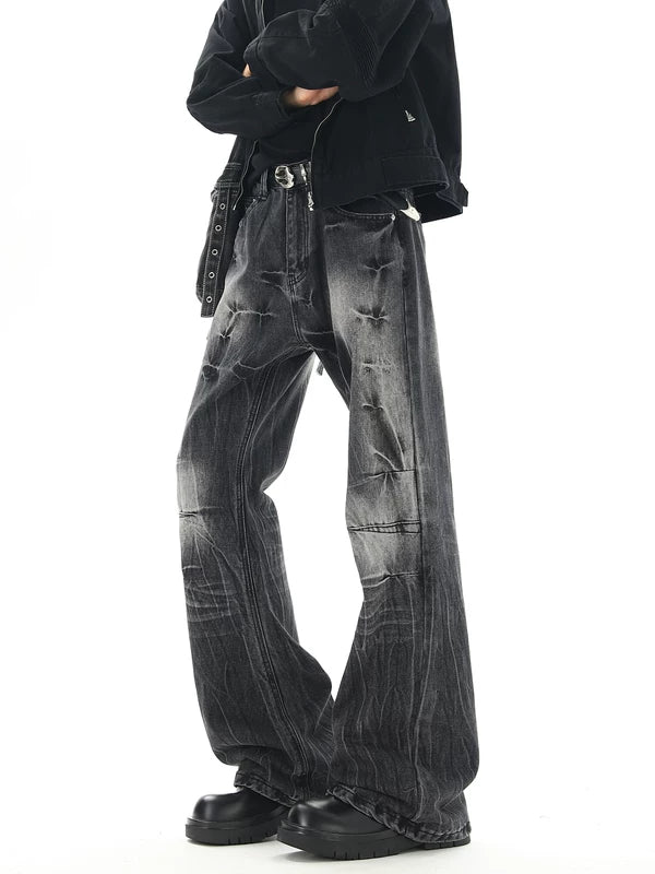 Lightning Stripe Washed Flared Jeans Pants 5