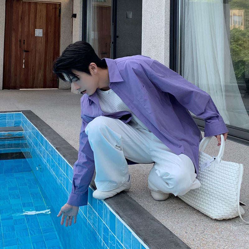 6207999526831,6207999526832,6207999526833,6207999526834, Lightweight Pure Cotton Casual Button-Down Shirt