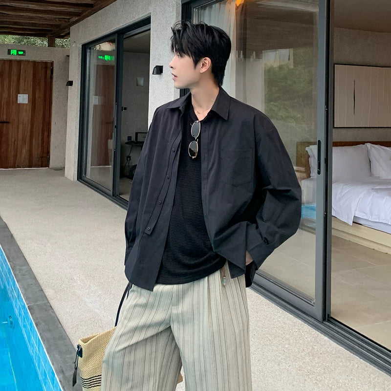 6207999526815,6207999526816,6207999526817,6207999526818, Lightweight Pure Cotton Casual Button-Down Shirt