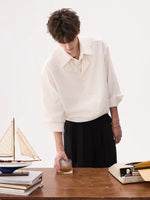 Linen Blend Faux Two-Piece Shirt 2