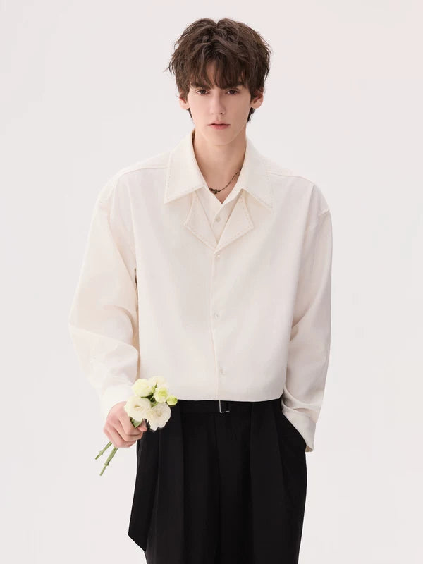 Linen Blend Faux Two-Piece Shirt 4