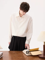 Linen Blend Faux Two-Piece Shirt 5