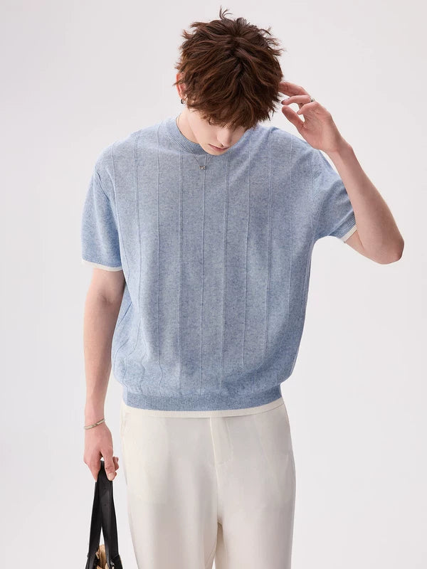 Linen Blend Knit Crewneck T-Shirt 1