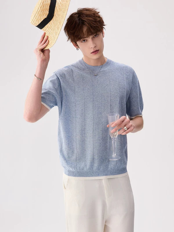 Linen Blend Knit Crewneck T-Shirt 3