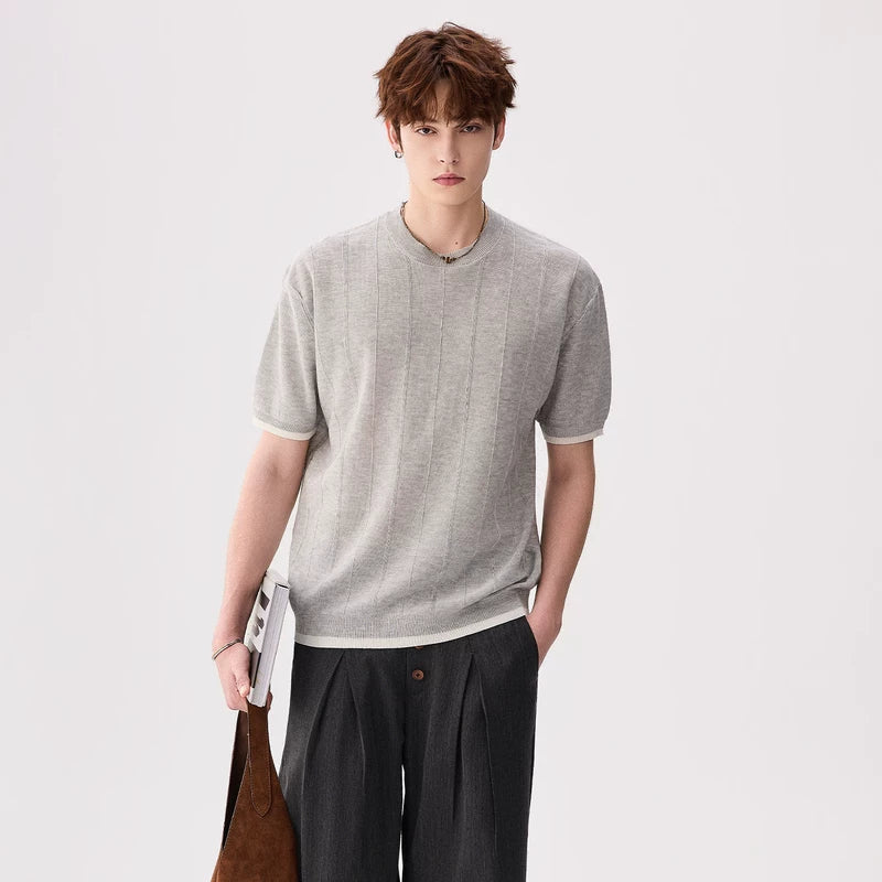 6037871853685,6037871853687,6037871853689,6037871853691, Linen Blend Knit Crewneck T-Shirt