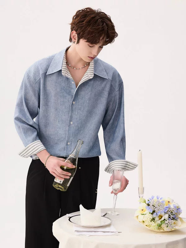 Linen Blend Wrinkle-Resistant Long Sleeve Shirt 5