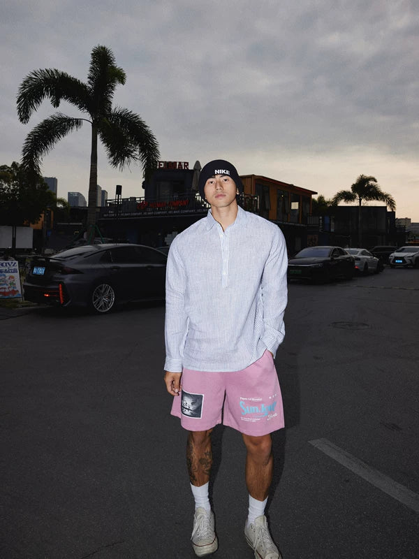 Linen Collared Half-Placket Long Sleeve Shirt 2