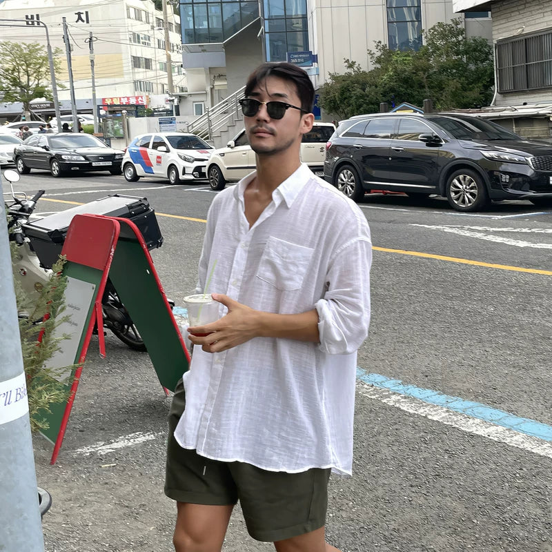 6045217741287,6045217741291,6045217741295, Linen Long Sleeve Lightweight Button Up Shirt