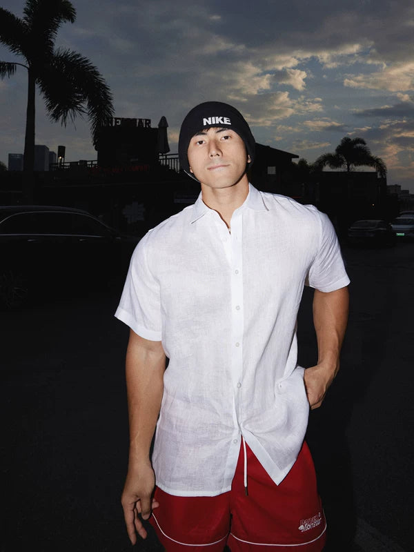 Linen Short-Sleeve Button-Up Shirt 1