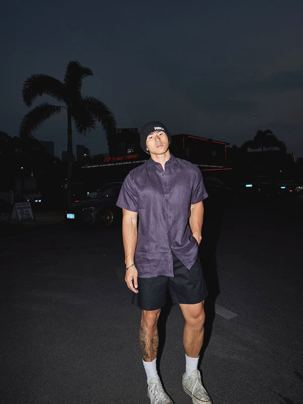 Linen Short-Sleeve Button-Up Shirt 2