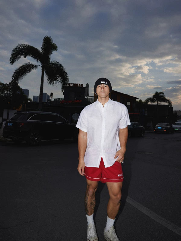 Linen Short-Sleeve Button-Up Shirt 5