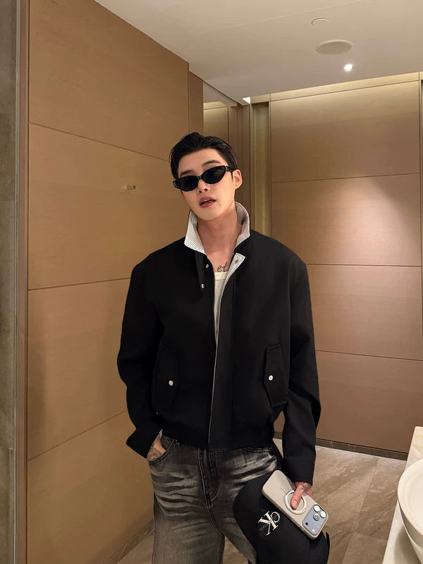 Linen Stand Collar Casual Zip Jacket 5