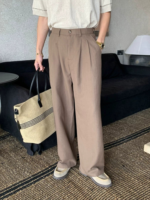 Linen Wide Leg Straight Dress Pants 2