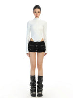 Long Sleeve Button-Up Turtleneck Bodysuit 3