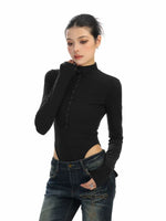 Long Sleeve Button-Up Turtleneck Bodysuit 4
