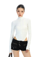 Long Sleeve Button-Up Turtleneck Bodysuit 5