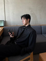 Long Sleeve Collared Padded Shoulder Shirt 3